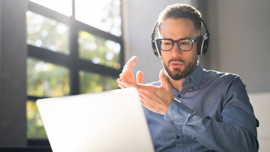 A professional digital illustration representing virtual assistants managing customer support and client communications via headset and computer.